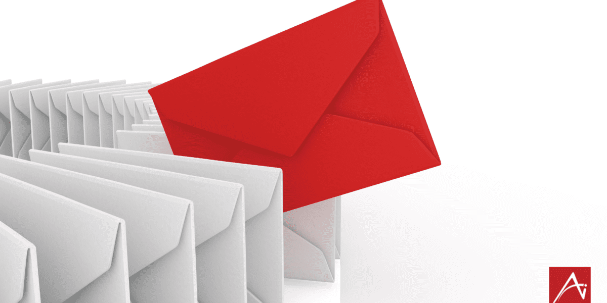 White envelopes with one red envelope